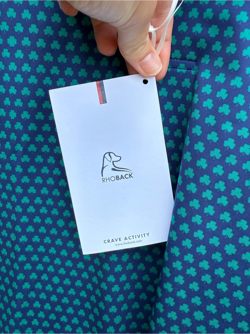 Rhoback Teal Patterned Polo - Short Sleeve Performance - Picture 4 of 5